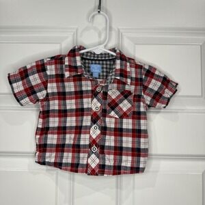 The Children's Place Baby Boy Plaid Short Sleeve Button Up Shirt Size 3-6 Months